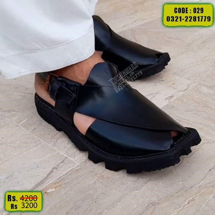 Classic Chappal Black Rubber Tyre Sole - 029